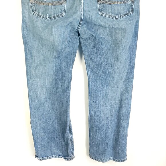 Ariat Jeans Men's 38x32 Blue Fade Low Rise Boot Denim Distressed Destroyed - Picture 7 of 15